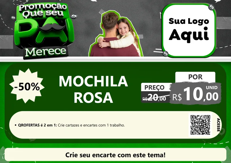 Modelo de Cartaz para Cartaz A4 Horizontal com o tema Promoção Que seu Pai Merece para Papelaria