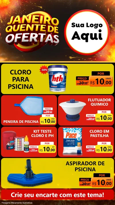 Modelo de TV para TV Vertical com o tema Janeiro Quente de Ofertas para Produtos para Piscina