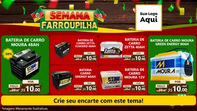 Modelo de TV para TV Horizontal com o tema Semana Farroupilha para Baterias Elétricas