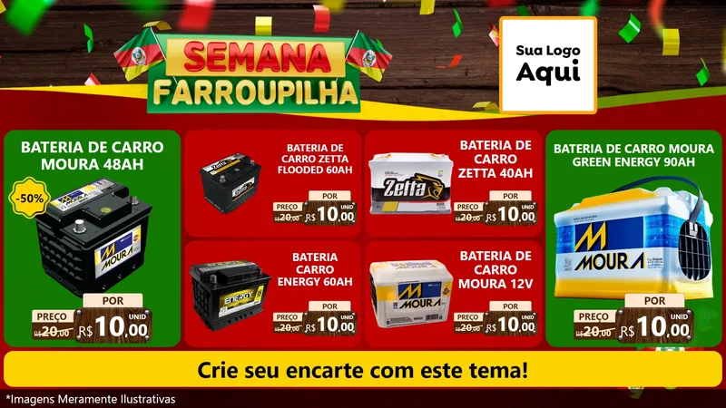 Modelo de TV para TV Horizontal com o tema Semana Farroupilha para Baterias Elétricas