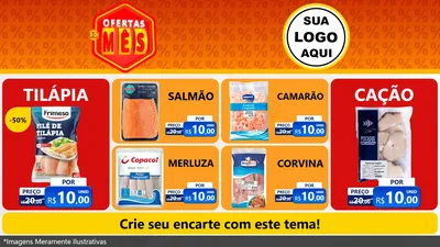 Modelo de TV para TV Horizontal com o tema Ofertas do Mês para Peixaria
