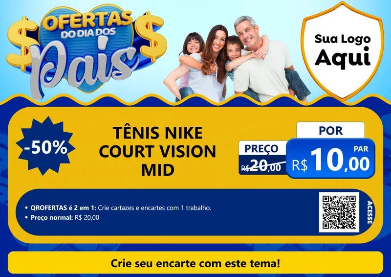 Modelo de Cartaz para Cartaz A4 Horizontal com o tema Ofertas do Dia dos Pais para Calçados