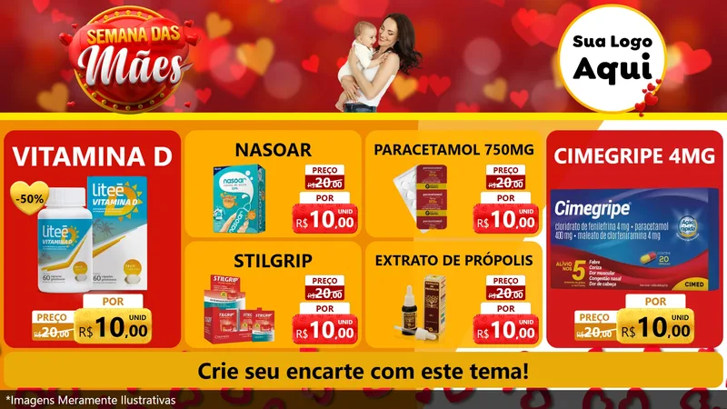 Modelo de TV para TV Horizontal com o tema Semana das Mães para Farmácia