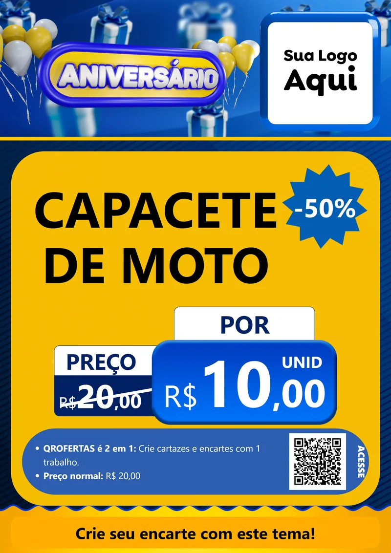 Modelo de Cartaz para Cartaz A4 Vertical com o tema Aniversário para Moto peças