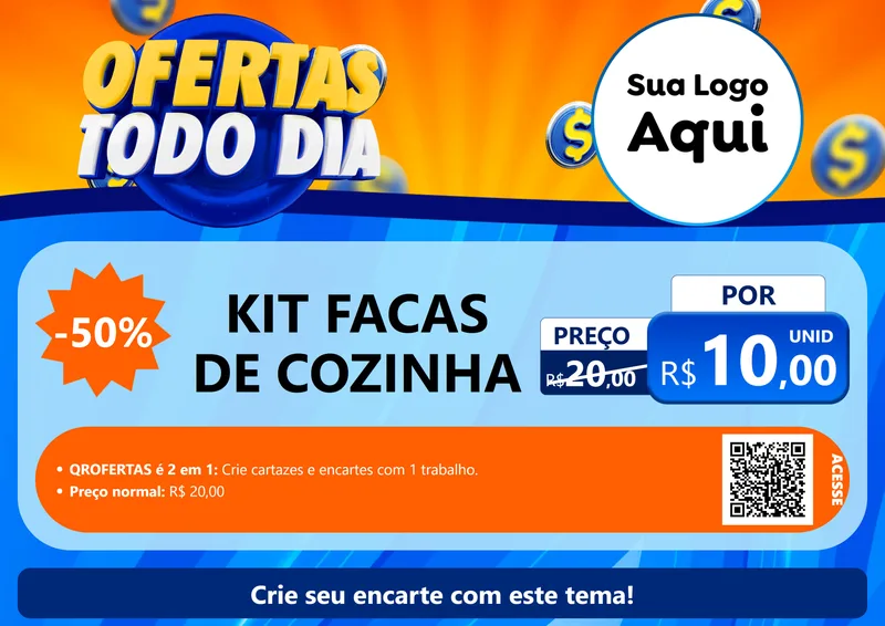 Modelo de Cartaz para Cartaz A4 Horizontal com o tema Ofertas Todo Dia para Utilidades Domésticas