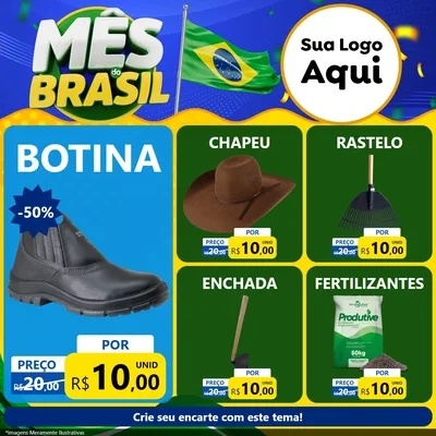 Modelo de Rede Social para Feed Facebook com o tema Mês do Brasil para Agropecuária