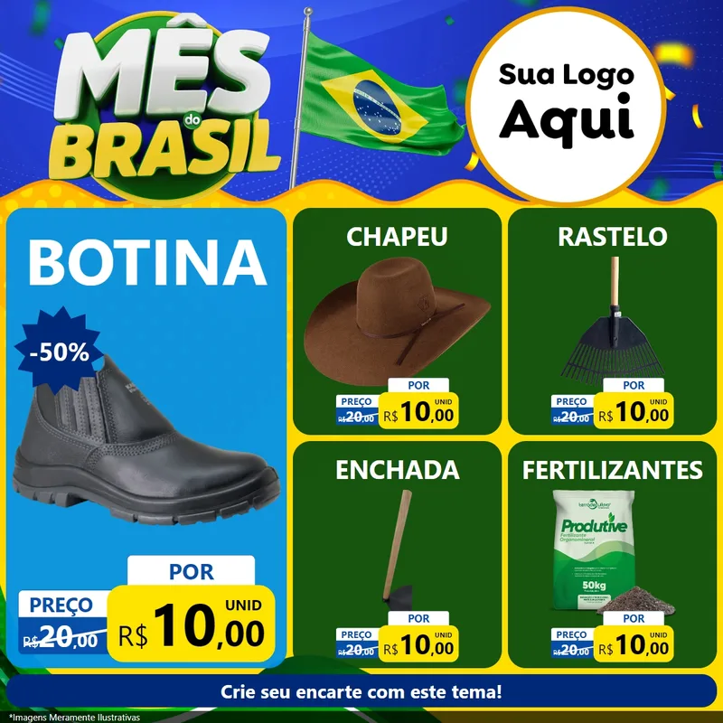 Modelo de Rede Social para Feed Facebook com o tema Mês do Brasil para Agropecuária
