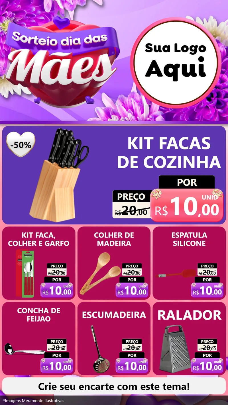 Modelo de Rede Social para Stories com o tema Sorteio Dia das Mães para Utilidades Domésticas