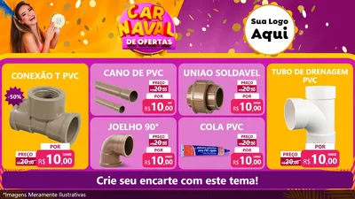 Modelo de TV para TV Horizontal com o tema Carnaval de Ofertas para Tubos e conexões
