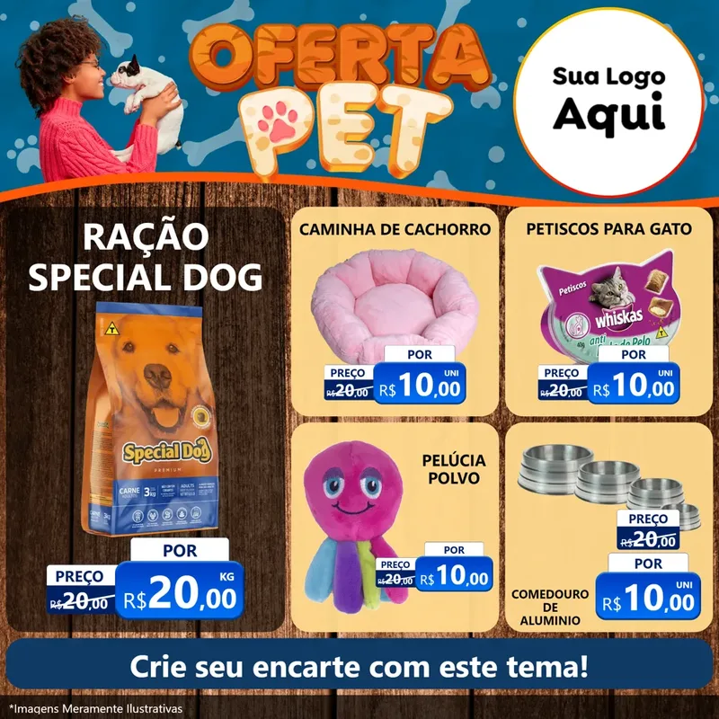Modelo de Rede Social para Feed Facebook com o tema Oferta Pet para Pet Shop