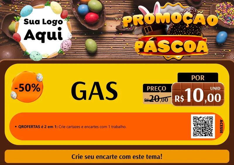 Modelo de Cartaz para Cartaz A4 Horizontal com o tema Promoção Páscoa para Água e gás