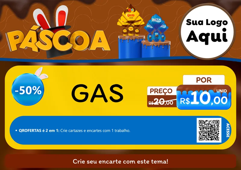 Modelo de Cartaz para Cartaz A4 Horizontal com o tema Páscoa para Água e gás