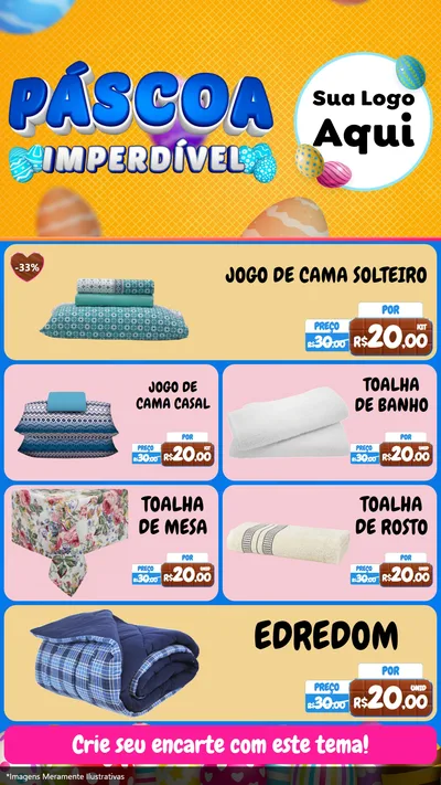 Modelo de TV para TV Vertical com o tema Páscoa Imperdível para Cama, Mesa e Banho