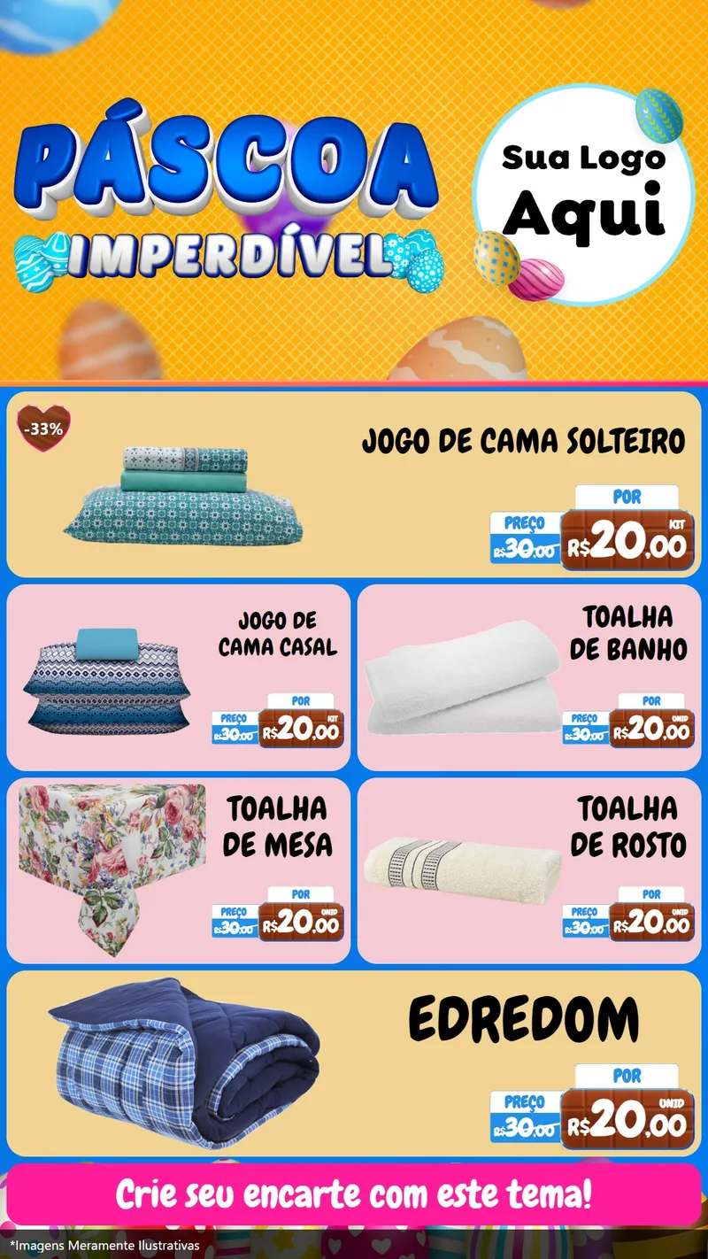 Modelo de TV para TV Vertical com o tema Páscoa Imperdível para Cama, Mesa e Banho
