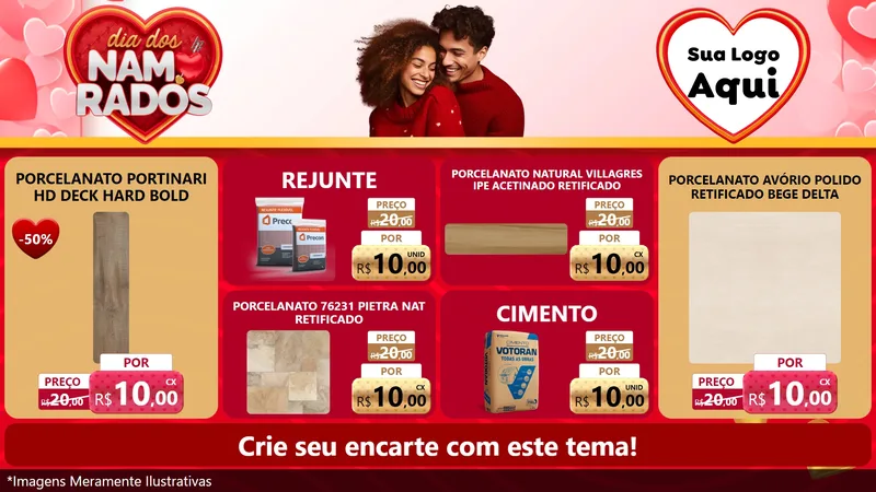 Modelo de TV para TV Horizontal com o tema Dia dos Namorados para Pisos e revestimentos
