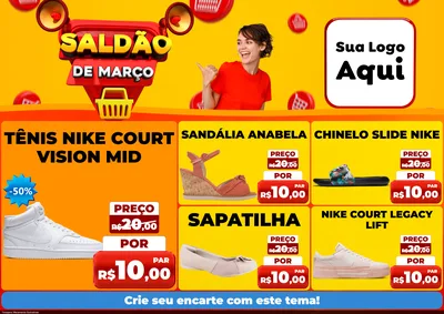 Modelo de Encarte para Encarte A4 Horizontal com o tema Saldão de Março para Calçados