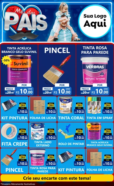Modelo de Encarte para Encarte Grande com o tema Mês Dos Pais para Tintas e Ferramentas