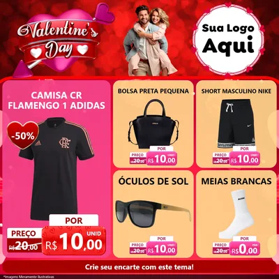 Modelo de Rede Social para Feed Facebook com o tema Valentine's Day para Roupas e acessórios