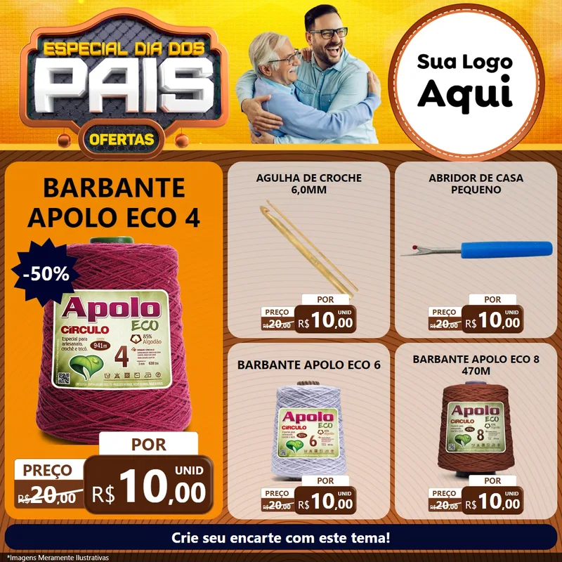 Modelo de Rede Social para Feed Facebook com o tema Especial Dia dos Pais para Armarinho e Aviamentos