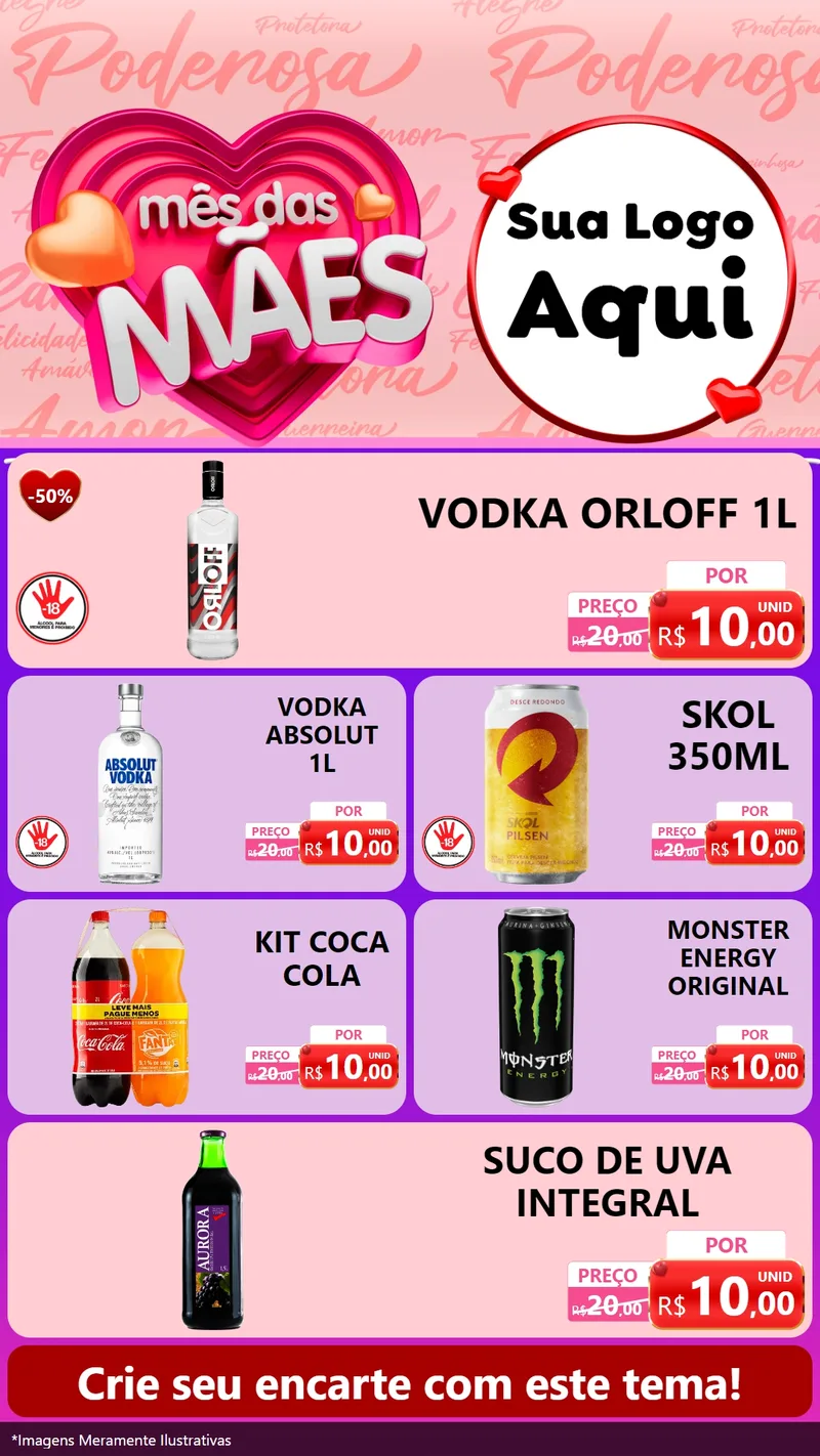 Modelo de TV para TV Vertical com o tema Mês Das Mães para Distribuidora de bebidas