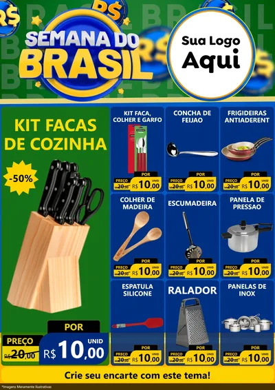 Modelo de Encarte para Encarte A4 Vertical com o tema Semana Do Brasil para Utilidades Domésticas