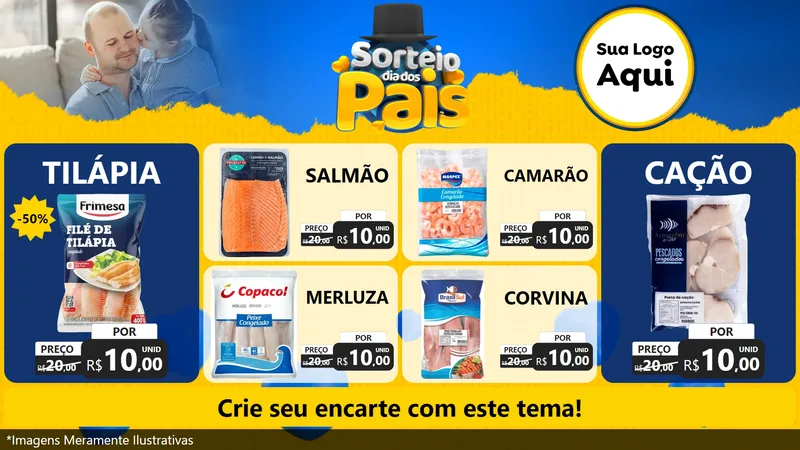 Modelo de TV para TV Horizontal com o tema Sorteio Dia Dos Pais para Peixaria