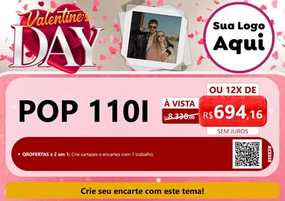 Modelo de Cartaz para Cartaz A4 Horizontal com o tema Valentine's Day para Concessionaria de Motos