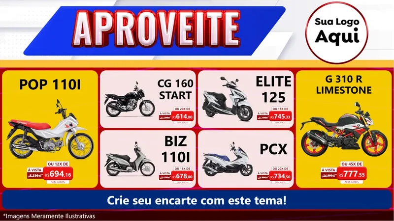 Modelo de TV para TV Horizontal com o tema Aproveite para Concessionaria de Motos