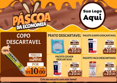 Modelo de Encarte para Encarte A4 Horizontal com o tema Páscoa da Economia para Embalagens