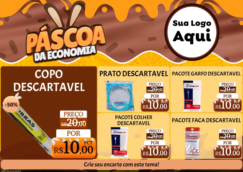 Modelo de Encarte para Encarte A4 Horizontal com o tema Páscoa da Economia para Embalagens