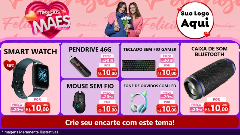 Modelo de TV para TV Horizontal com o tema Mês Das Mães para Informática