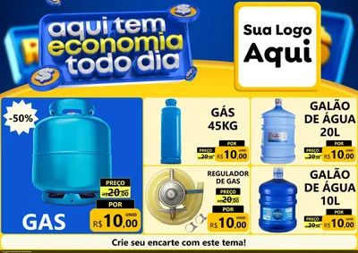 Modelo de Encarte para Encarte A4 Horizontal com o tema Aqui Tem Economia Todo Dia para Água e gás