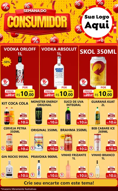 Modelo de Encarte para Encarte Grande com o tema Semana do Consumidor para Distribuidora de bebidas