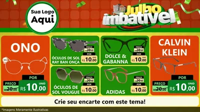 Modelo de TV para TV Horizontal com o tema Julho Imbatível para Óticas