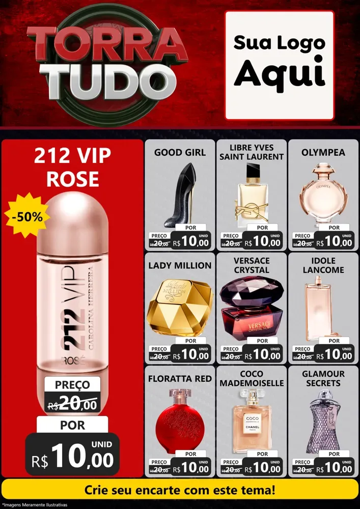 Modelo de Encarte para Encarte A4 Vertical com o tema Torra Tudo para Perfumes