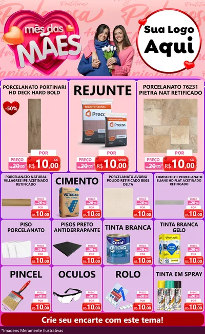 Modelo de Encarte para Encarte Grande com o tema Mês Das Mães para Pisos e revestimentos