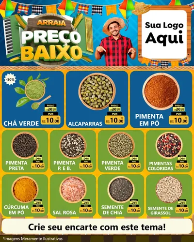 Modelo de Rede Social para Feed Instagram com o tema Arraiá de Preço Baixo - Junina para Produtos Naturais