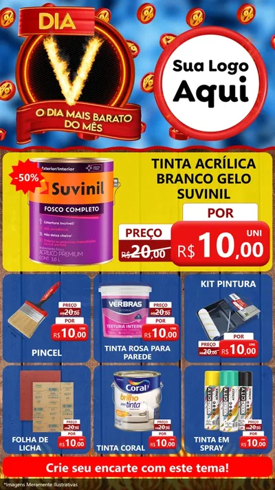 Modelo de Rede Social para Stories com o tema Dia V - O Dia Mais Barato Do Mês para Tintas e Ferramentas
