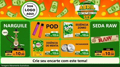 Modelo de TV para TV Horizontal com o tema Comece Abril Economizando para Tabacaria