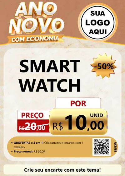 Modelo de Cartaz para Cartaz A4 Vertical com o tema Ano Novo Com Economia para Informática