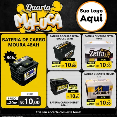 Modelo de Rede Social para Feed Facebook com o tema Quarta Maluca para Baterias Elétricas