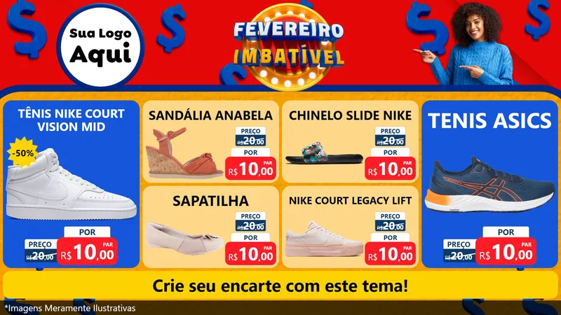 Modelo de TV para TV Horizontal com o tema Fevereiro Imbatível para Calçados