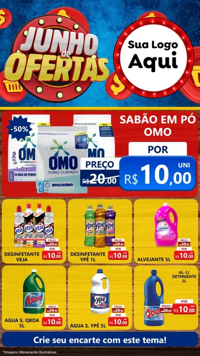 Modelo de Rede Social para Stories com o tema Junho de Ofertas para Produtos de Limpeza