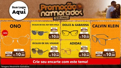 Modelo de TV para TV Horizontal com o tema Promoção Namorados para Óticas