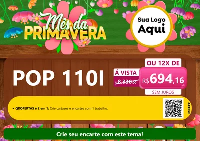 Modelo de Cartaz para Cartaz A4 Horizontal com o tema Mês da Primavera para Concessionaria de Motos
