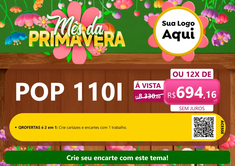 Modelo de Cartaz para Cartaz A4 Horizontal com o tema Mês da Primavera para Concessionaria de Motos