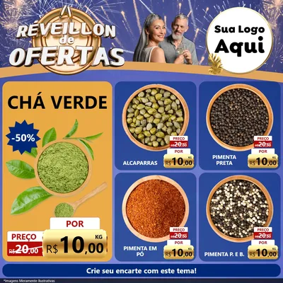 Modelo de Rede Social para Feed Facebook com o tema Réveillon de Ofertas para Produtos Naturais