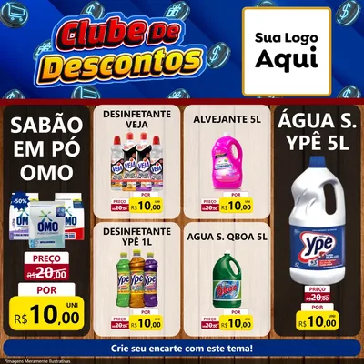 Modelo de Rede Social para Feed Facebook com o tema Clube de Descontos para Produtos de Limpeza