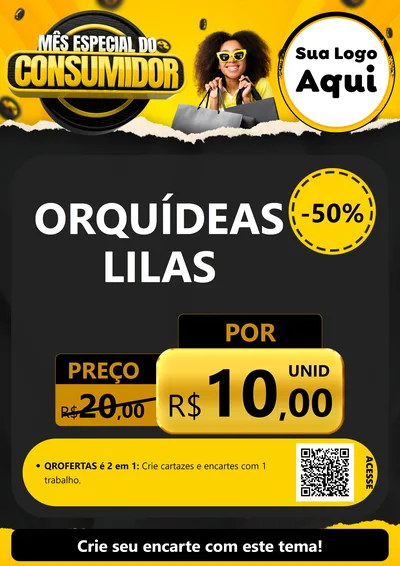 Modelo de Cartaz para Cartaz A4 Vertical com o tema Mês Especial do Consumidor para Floricultura e jardim