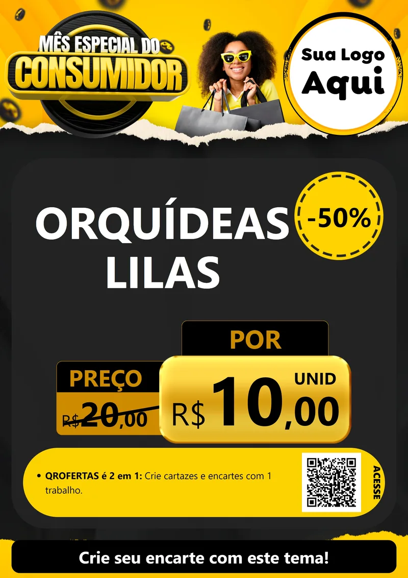 Modelo de Cartaz para Cartaz A4 Vertical com o tema Mês Especial do Consumidor para Floricultura e jardim